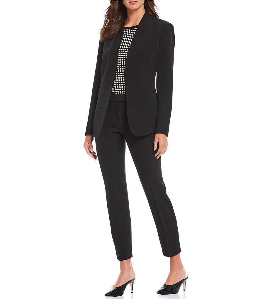 Anne Klein Stretch Crepe Slim Straight Leg Ankle Pants