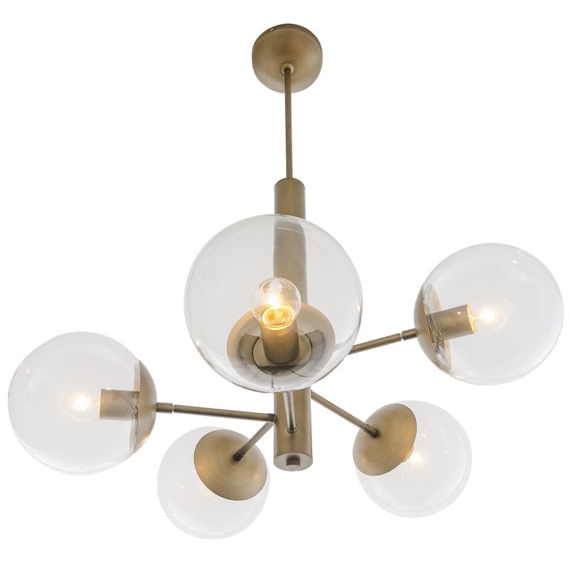 23" Mid Century 5 Light Chandelier Antique Brass - Varaluz