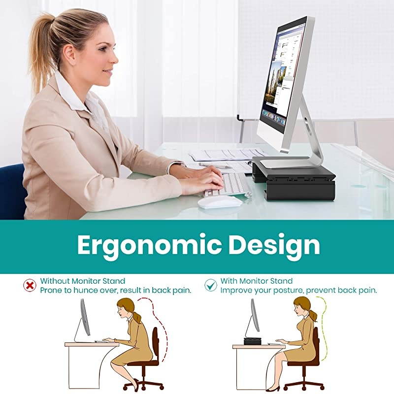 Stand with Hub Klearlook Foldable Riser with USB Ports and TypeC Port 24 W FastCharging Width Adjustable Desk Organize NonSlip Feet Compatible with iMacSurface StudioDell XPS 27