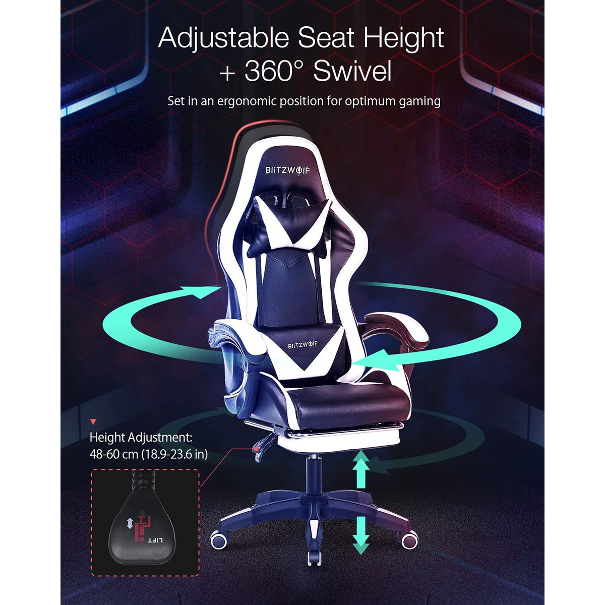 Gaming Office Ergonomic Computer Chair 150&deg;Reclining With Footrest