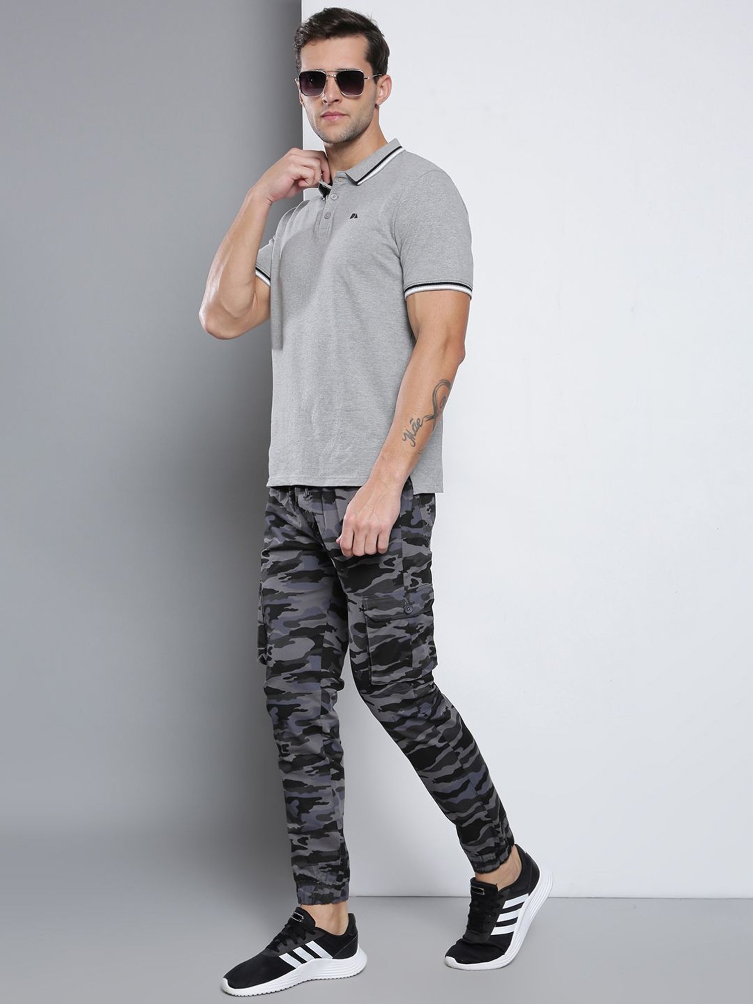 Dennis Lingo Natural Grey  Slim Fit Camouflage Joggers
