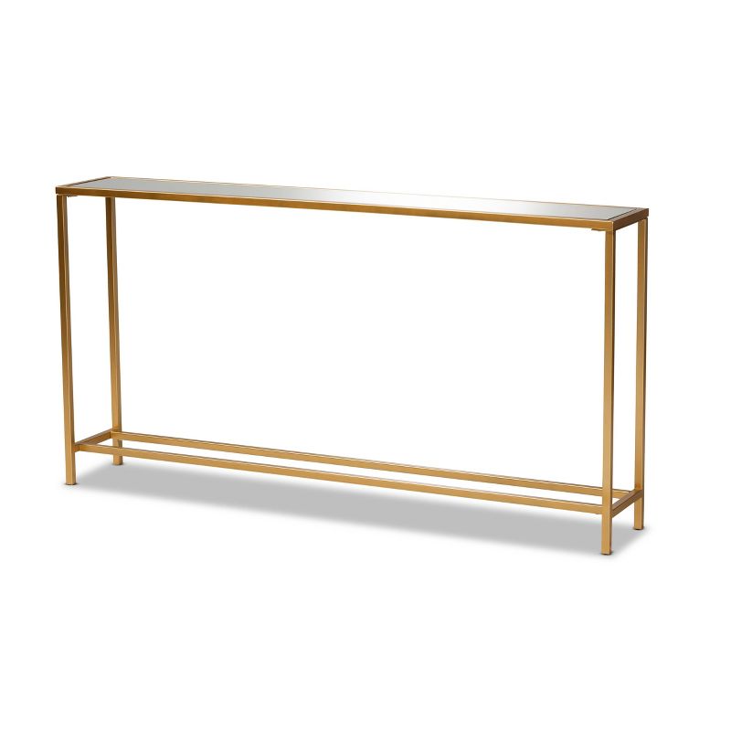 Alessa Glam Metal and Mirrored Glass Console Table Gold - Baxton Studio