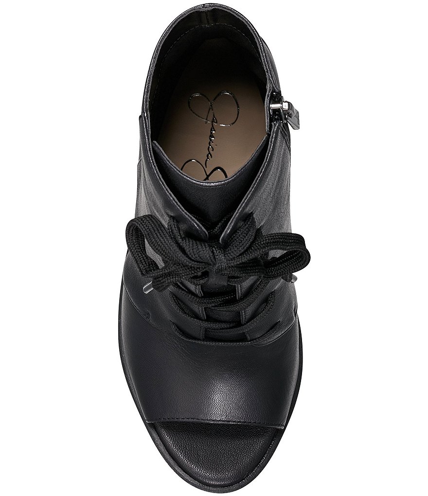 Jessica Simpson Lizzah Leather Peep Toe Platform Block Heel Lug Sole Booties