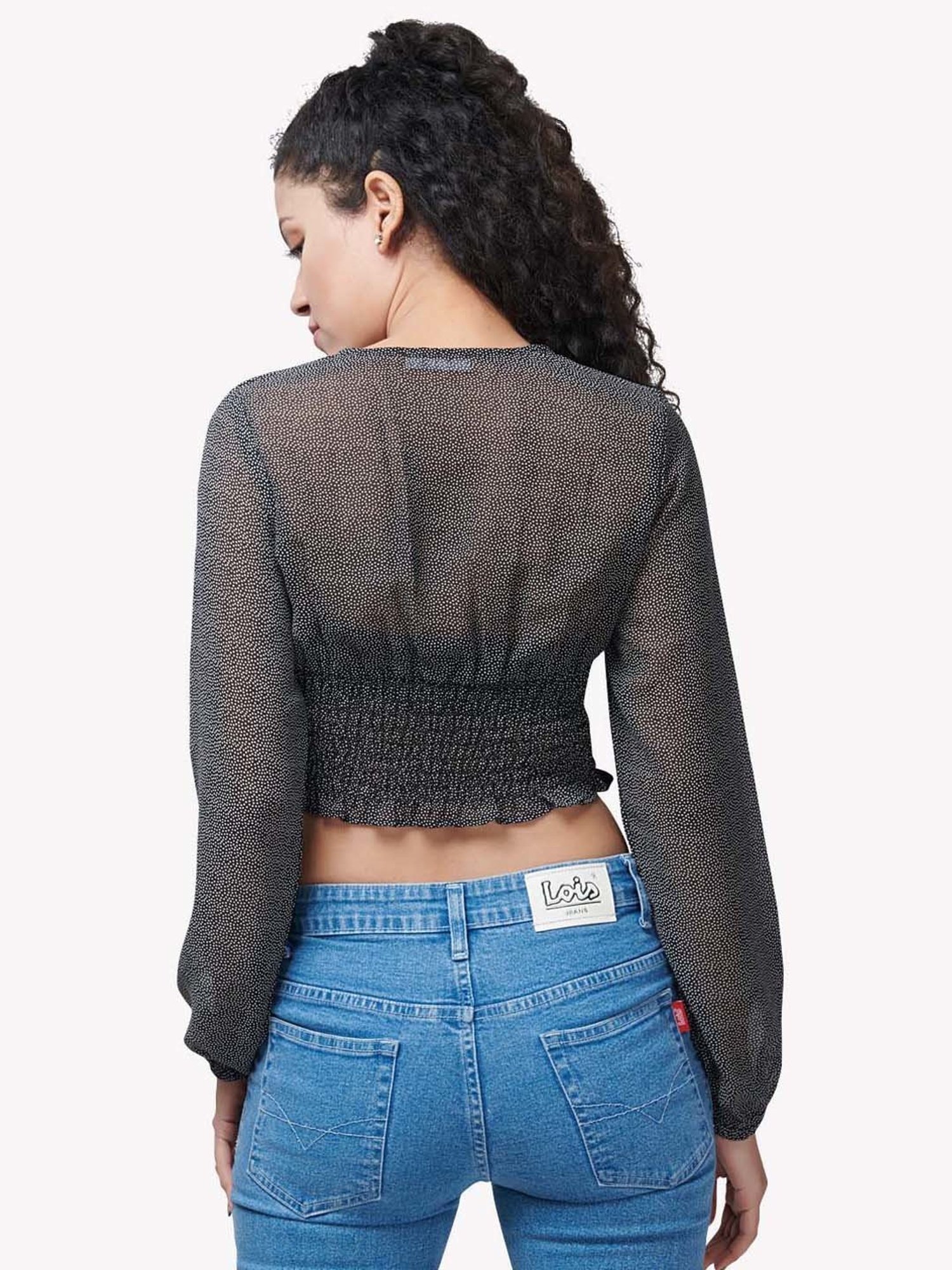 VASTRADO Black Polka Dots Crop Top