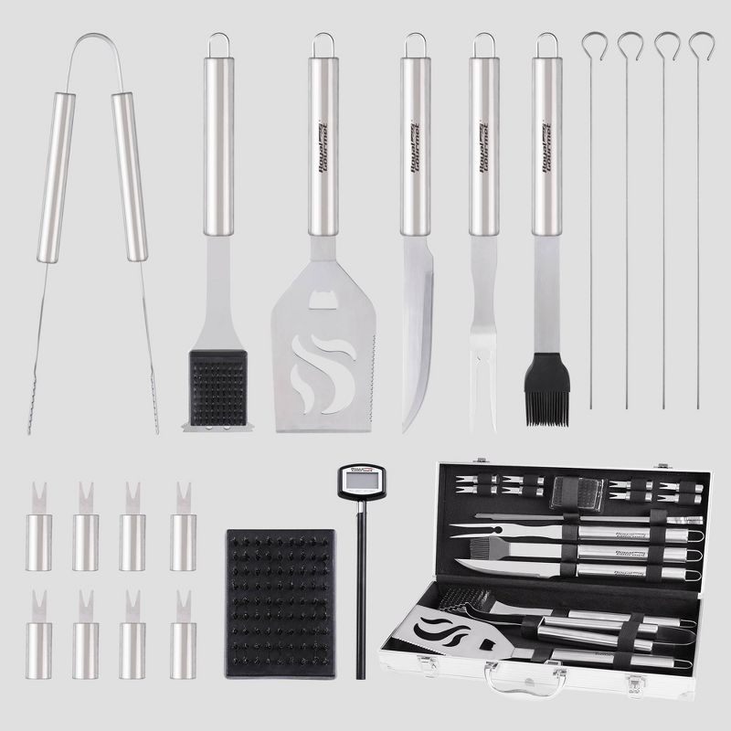 Royal Gourmet 20pc Stainless Steel Barbecue Grilling Accessories Set With Aluminum Case