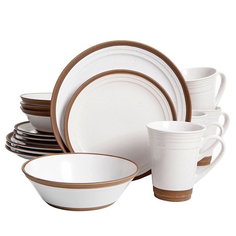 Gibson Elite Brynn 16 Piece Dinnerware Set, White - Featuring Unglazed Edges