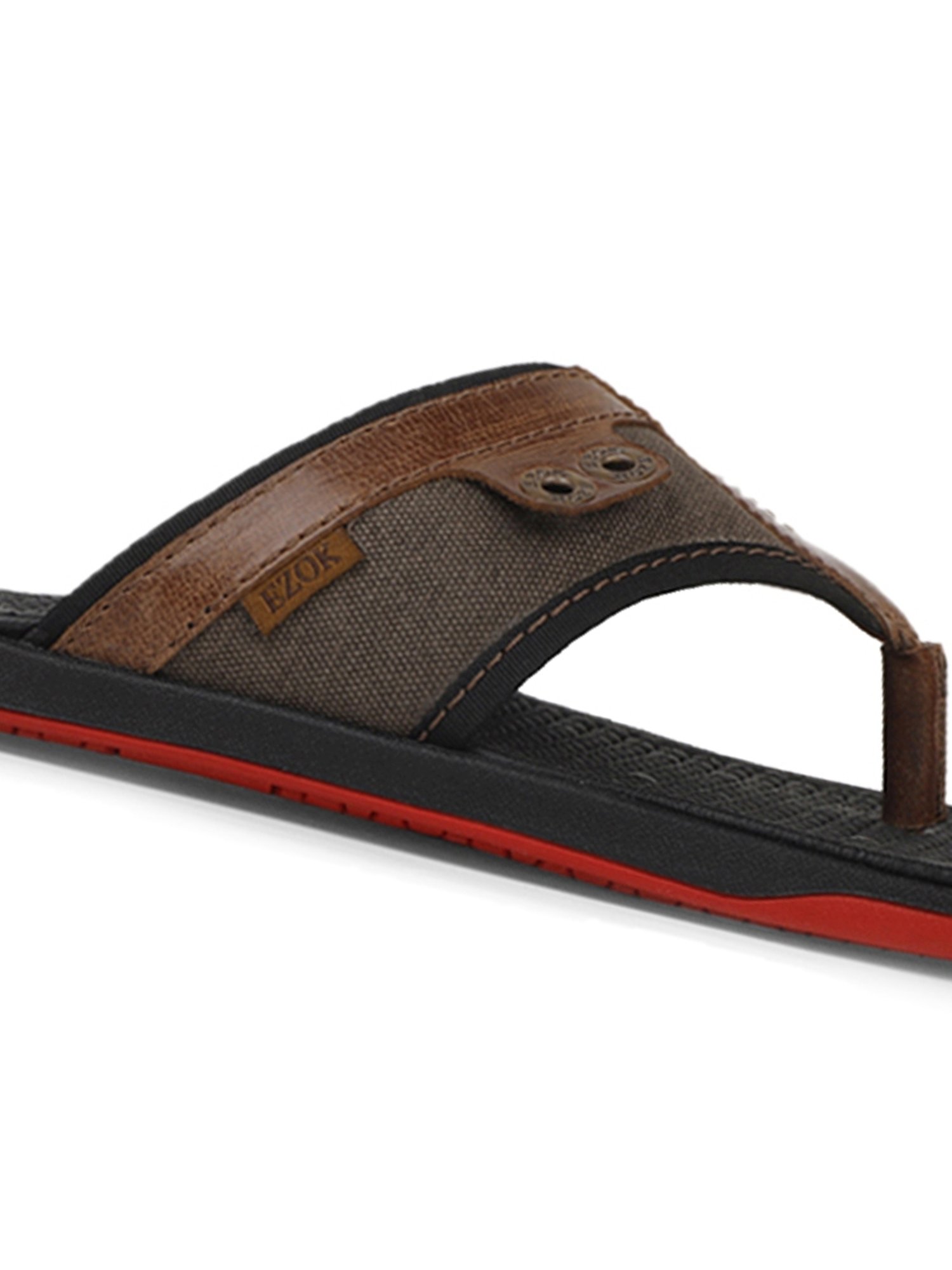 EZOK Men's Brown Thong Sandals