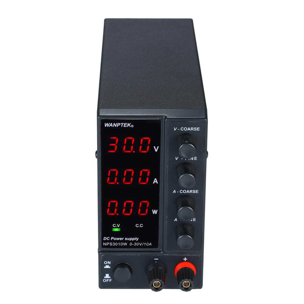 WANPTEK NPS3010W 0-30V 0-10A Switching DC Power Supply 3 Digits Display LED High Precision Adjustable Mini Power Supply AC 115V/230V 50/60Hz Voltage & Current Regulated Dual Output