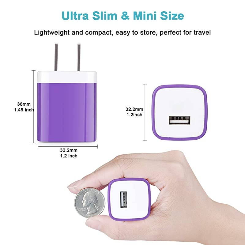 Wall Charger, 6 Pack 1A/5V One-Port Cube Power Adapter Charger Wall Plug Charging Block for iPhone 12 11 Pro Max, XR/Xs/X, 8/7/6/6S Plus, iPad, Samsung Galaxy, HTC, LG, P40 Pro+, Pixel, Moto