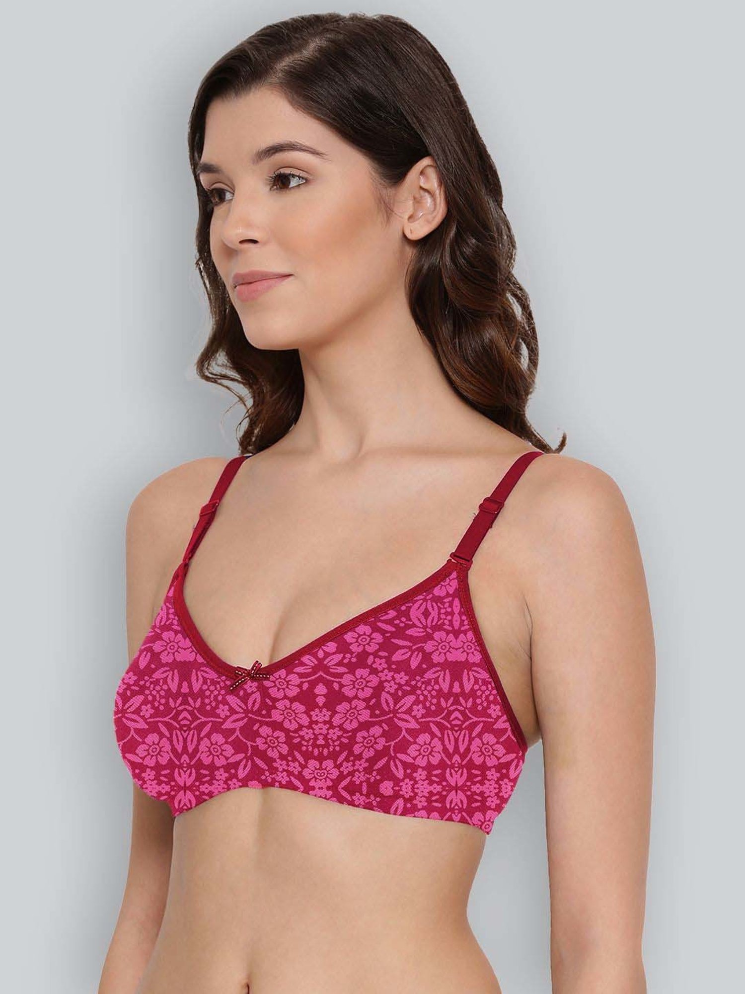 Lyra Magenta Cotton Printed T-Shirt Bras - Pack Of 2