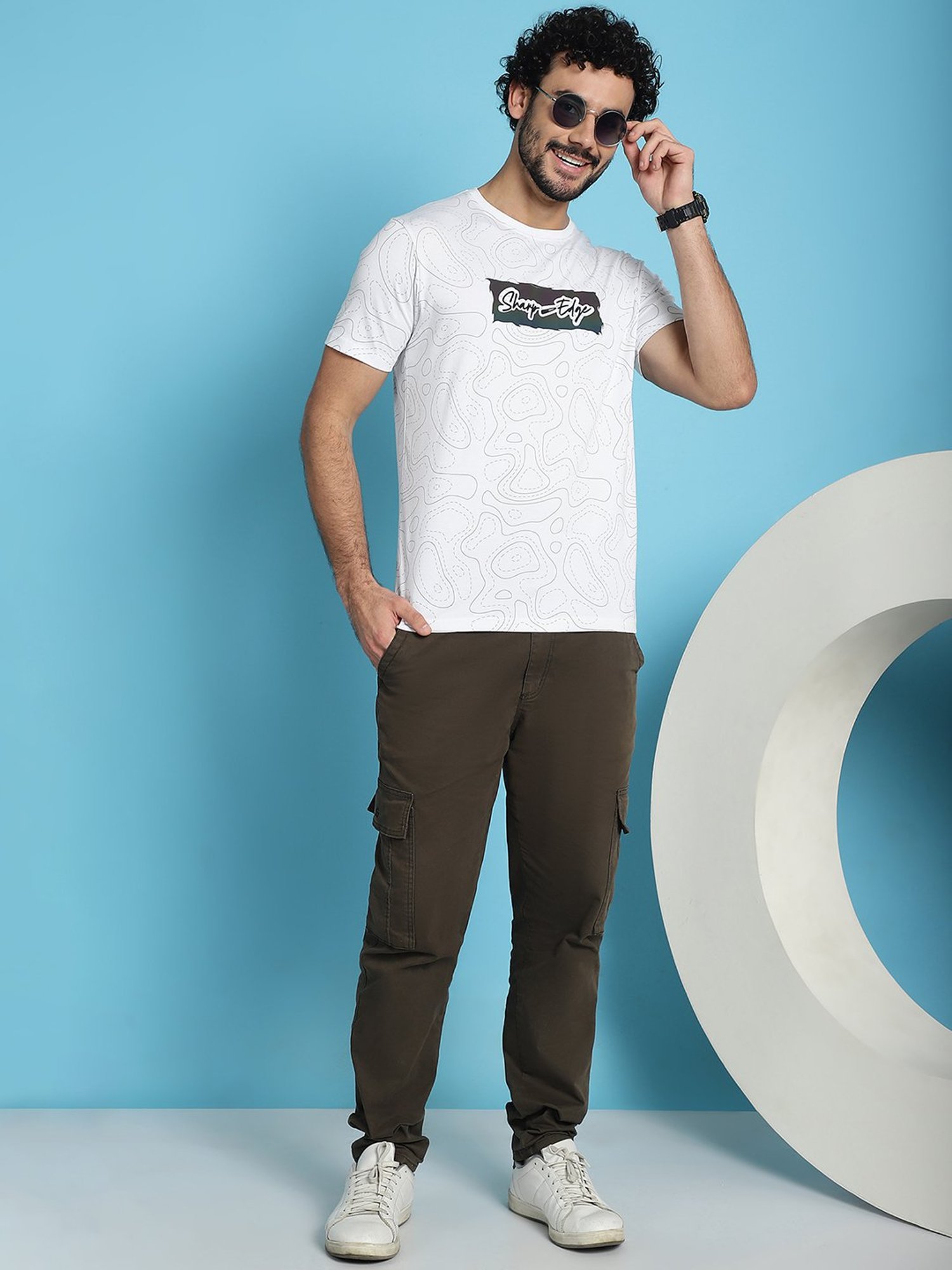 Venitian- Forbidden Clothing White Slim Fit Printed Crew T-Shirt