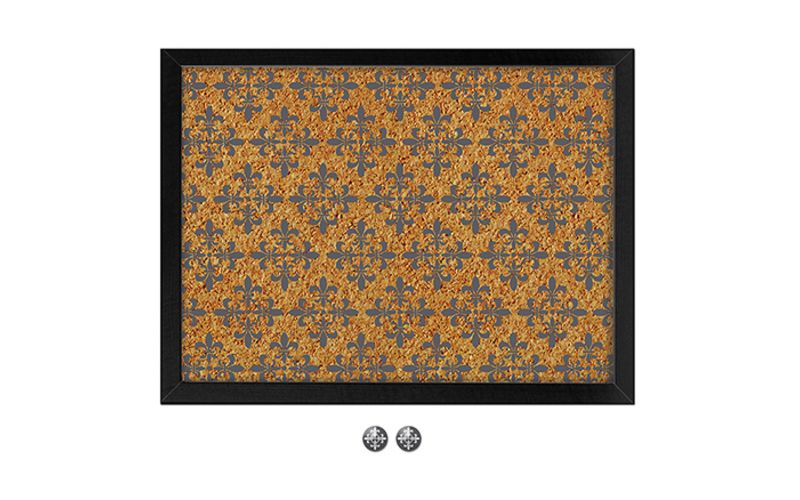 Wall Pops!  Cork Bulletin Board Black Frame 17" x 23" - Fleur-de-Lis