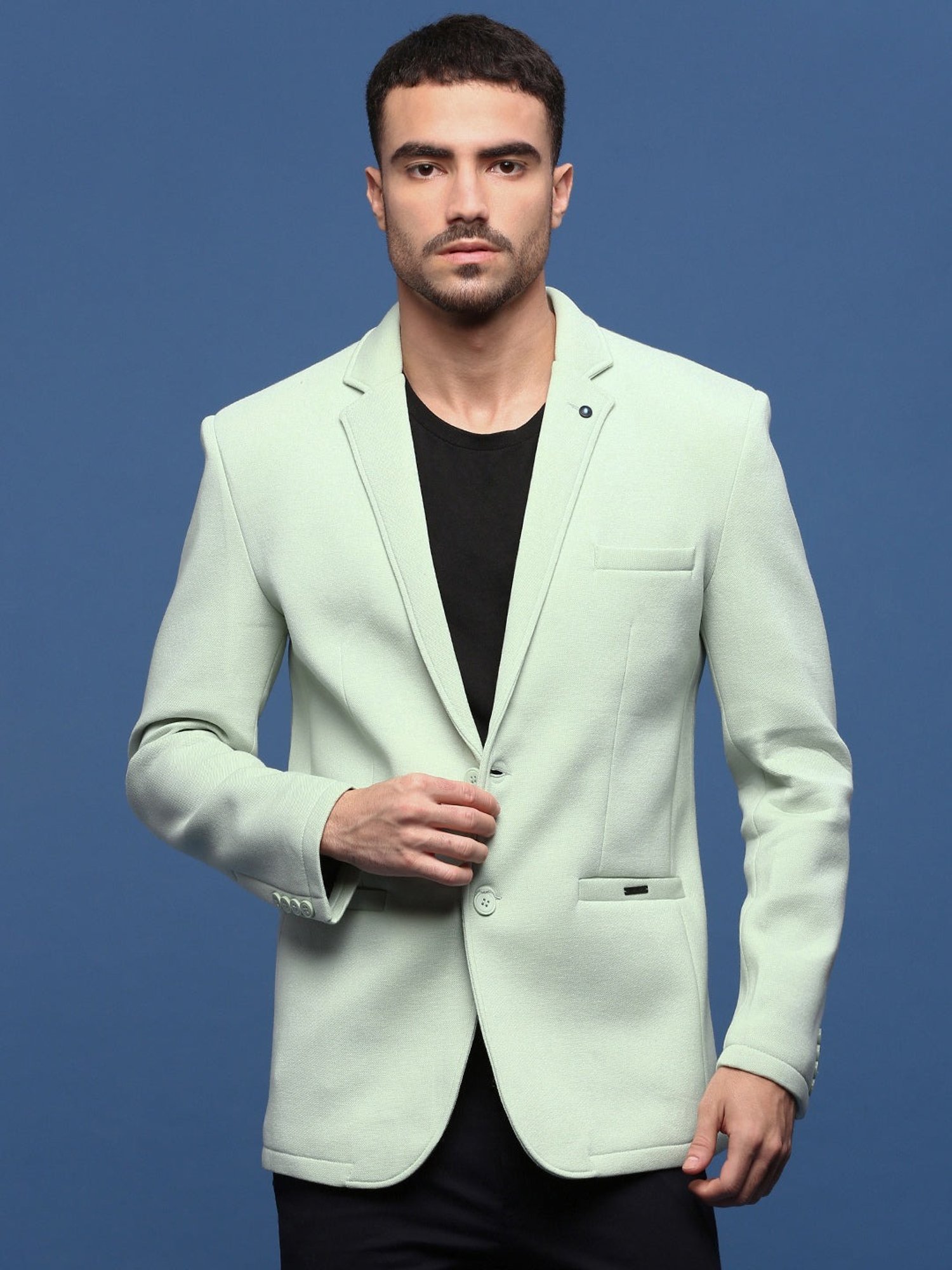 Louis Philippe Light Blue Regular Fit Blazer