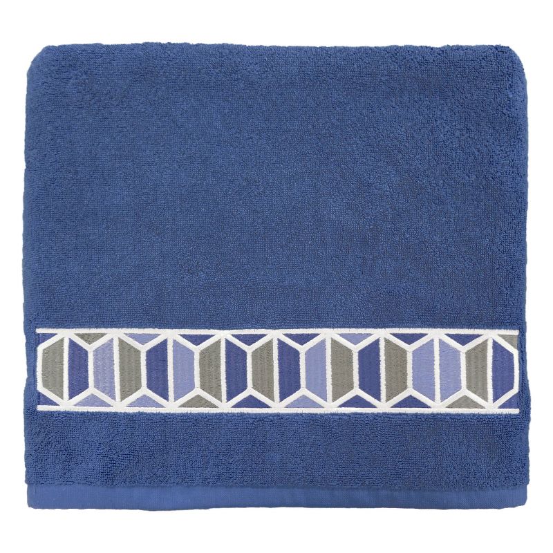 3pc Hexagon Border Bath Towel Sets Blue - Allure Home Creation