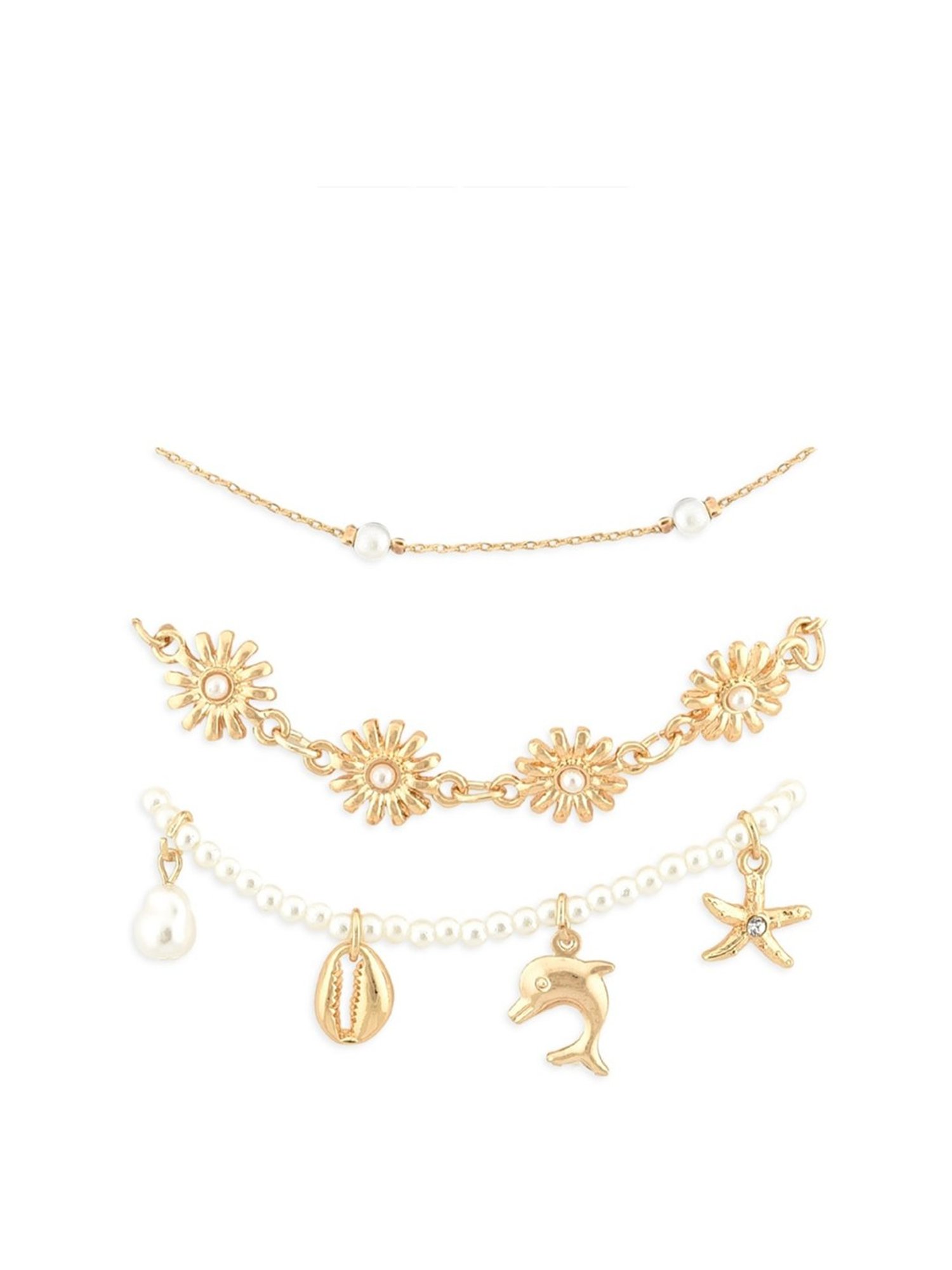 Zaveri Pearls Gold Tone Set of 3 Contemporary Vaccy Wear Bracelets-ZPFK12090