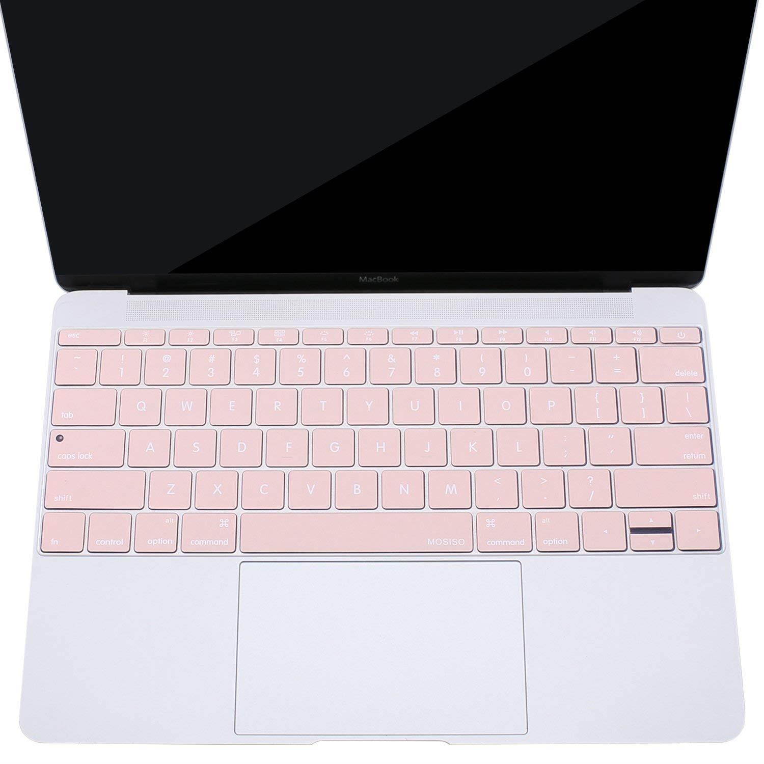 MOSISO Keyboard Cover Compatible MacBook Pro 13 Inch 2017 & 2016 Release A1708 No Touch Bar & New MacBook 12 Inch A1534 Protective Skin, Rose Quartz
