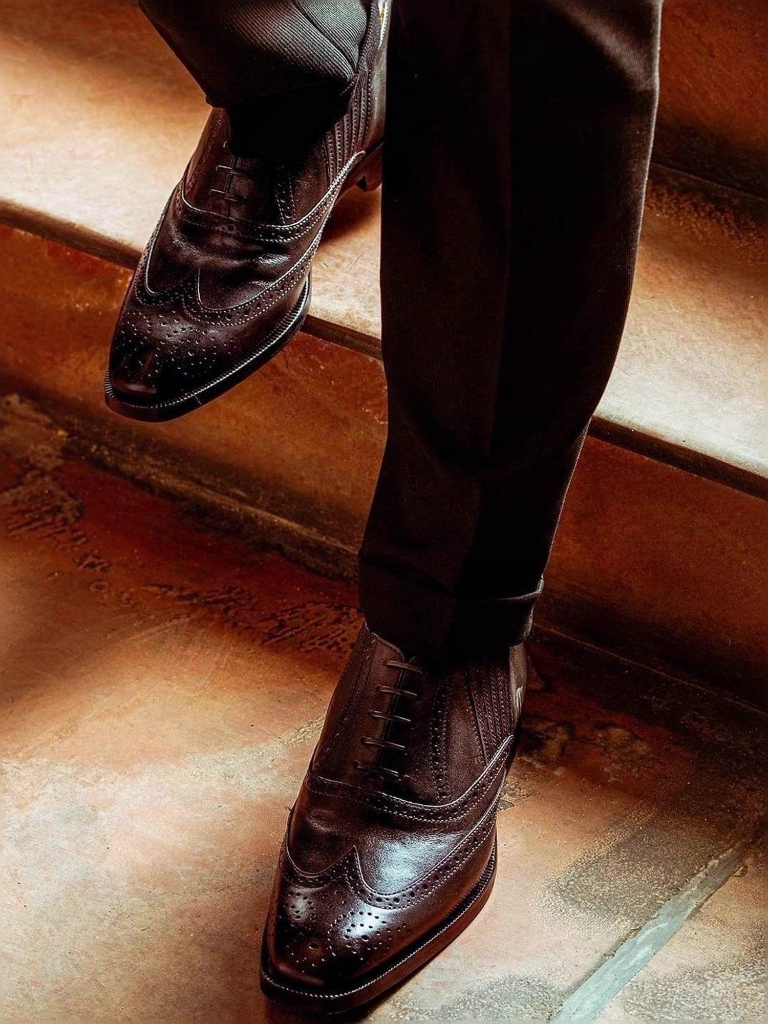 Saint G Men's Vincenzo Grey Brogue Shoes