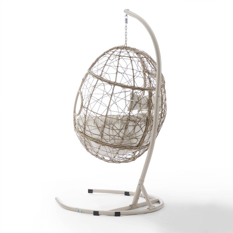 Cleo Outdoor Wicker Patio Hanging Egg Chair with Stand - Crosley