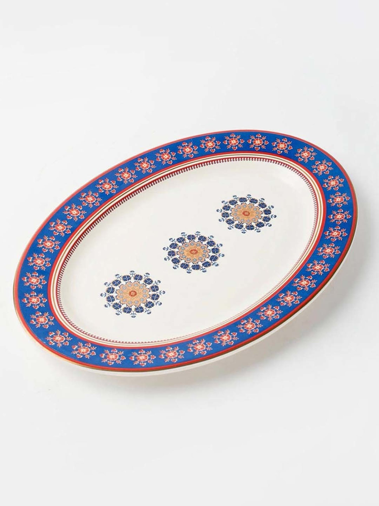 Fabindia Falak Multicolor Ceramic Small Oval Platter