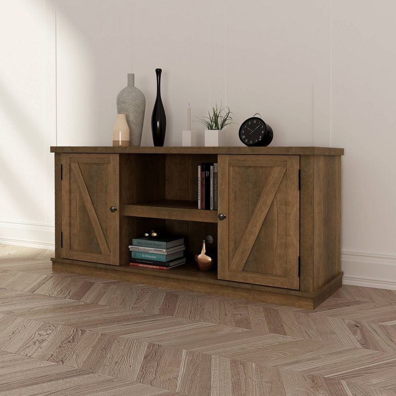 Rosemark 3 Door Media Credenza TV Stand for TVs up to 66" Gray - Treasure Trove Accents