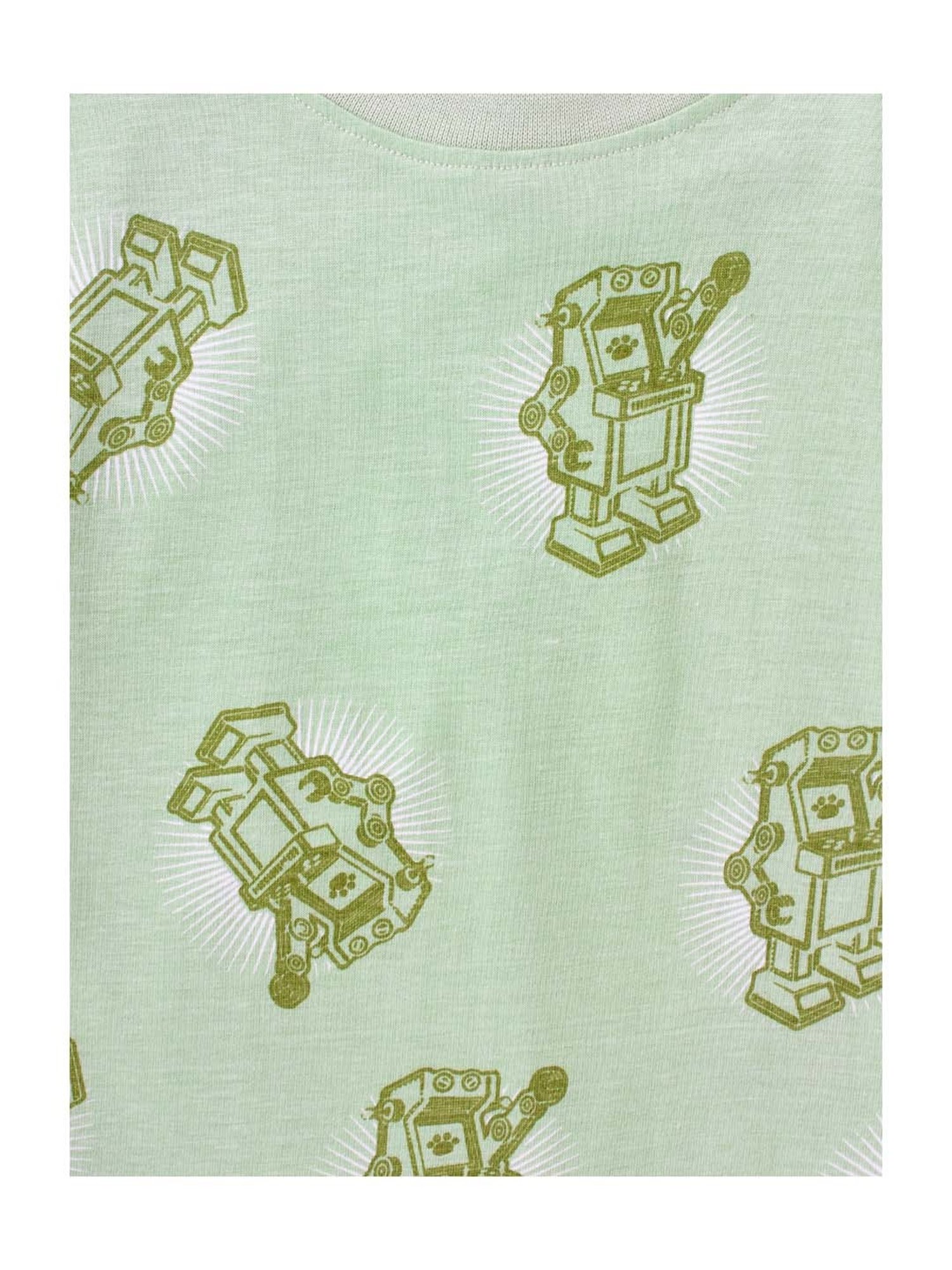 Cub McPaws Boys Green Cotton Printed Full Sleeves T-Shirt Set
