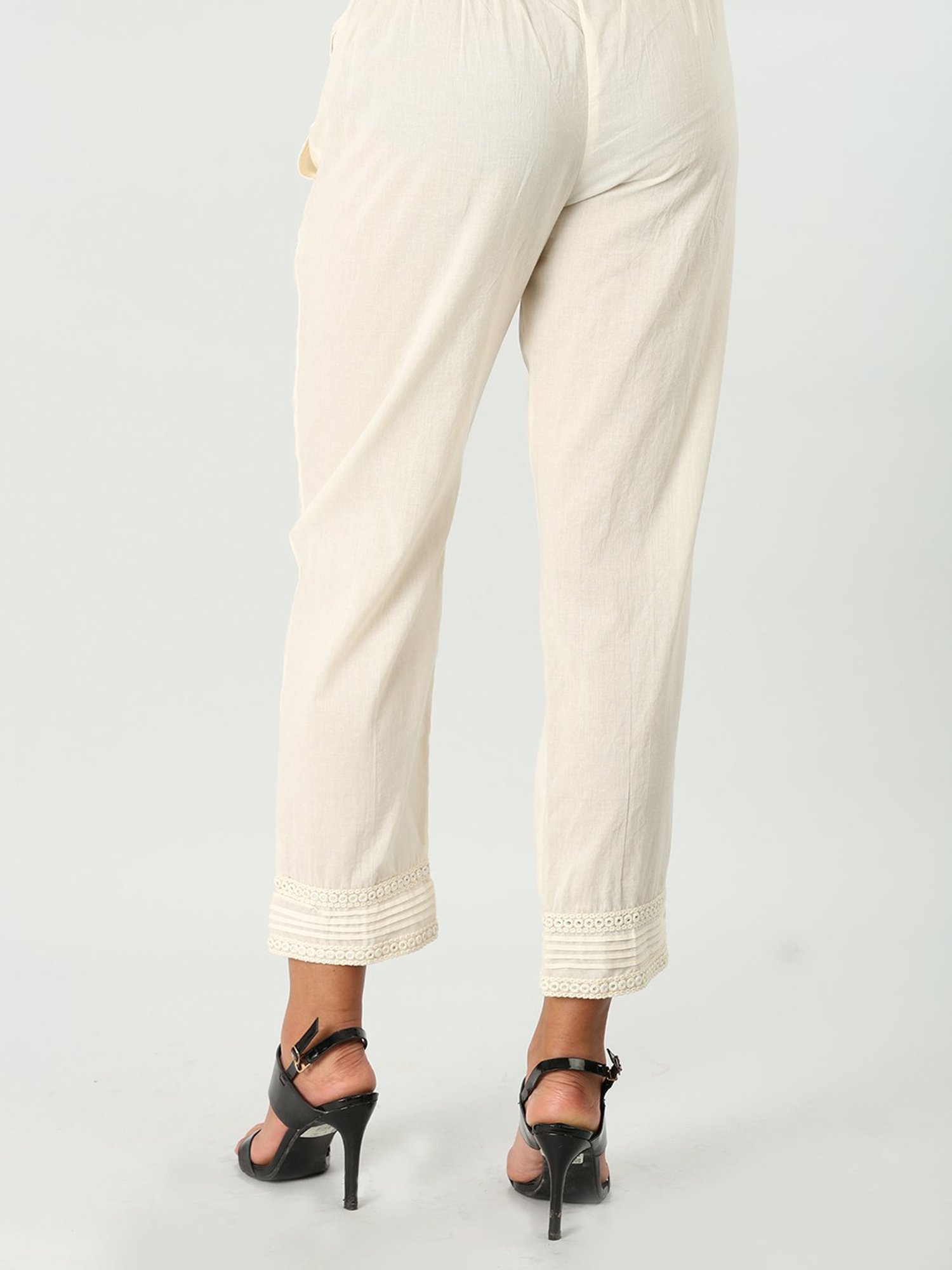 Mustard Off White Regular Fit Palazzos