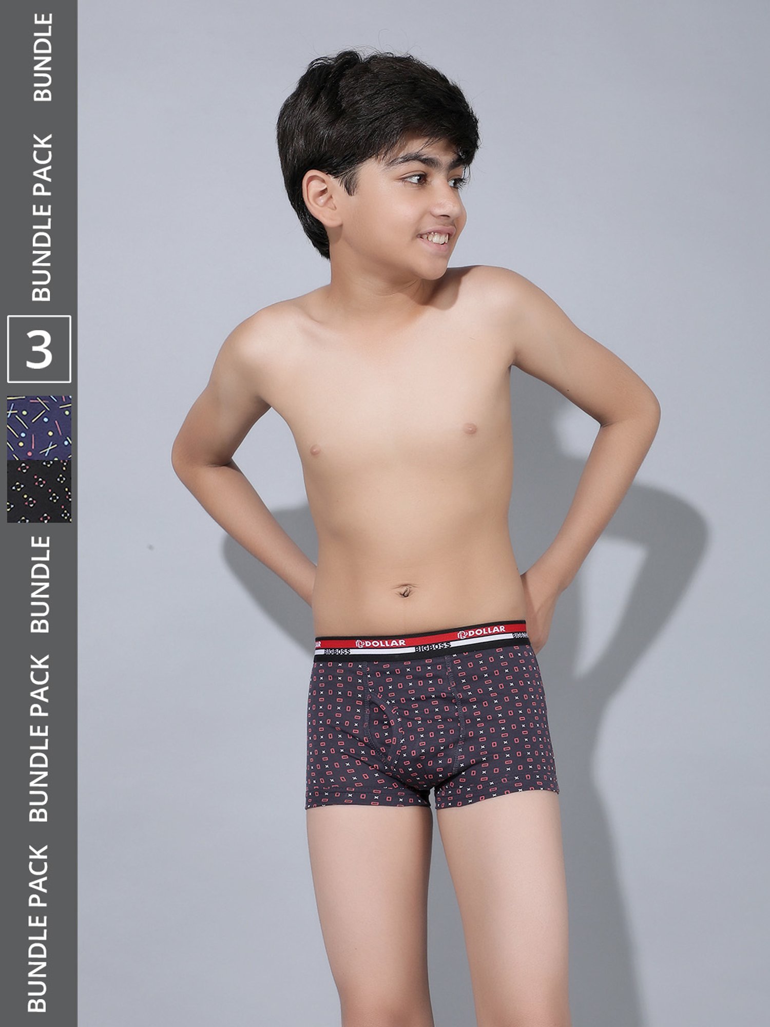 Frenchie Kids Pink & Grey Solid Briefs (Pack Of 2)