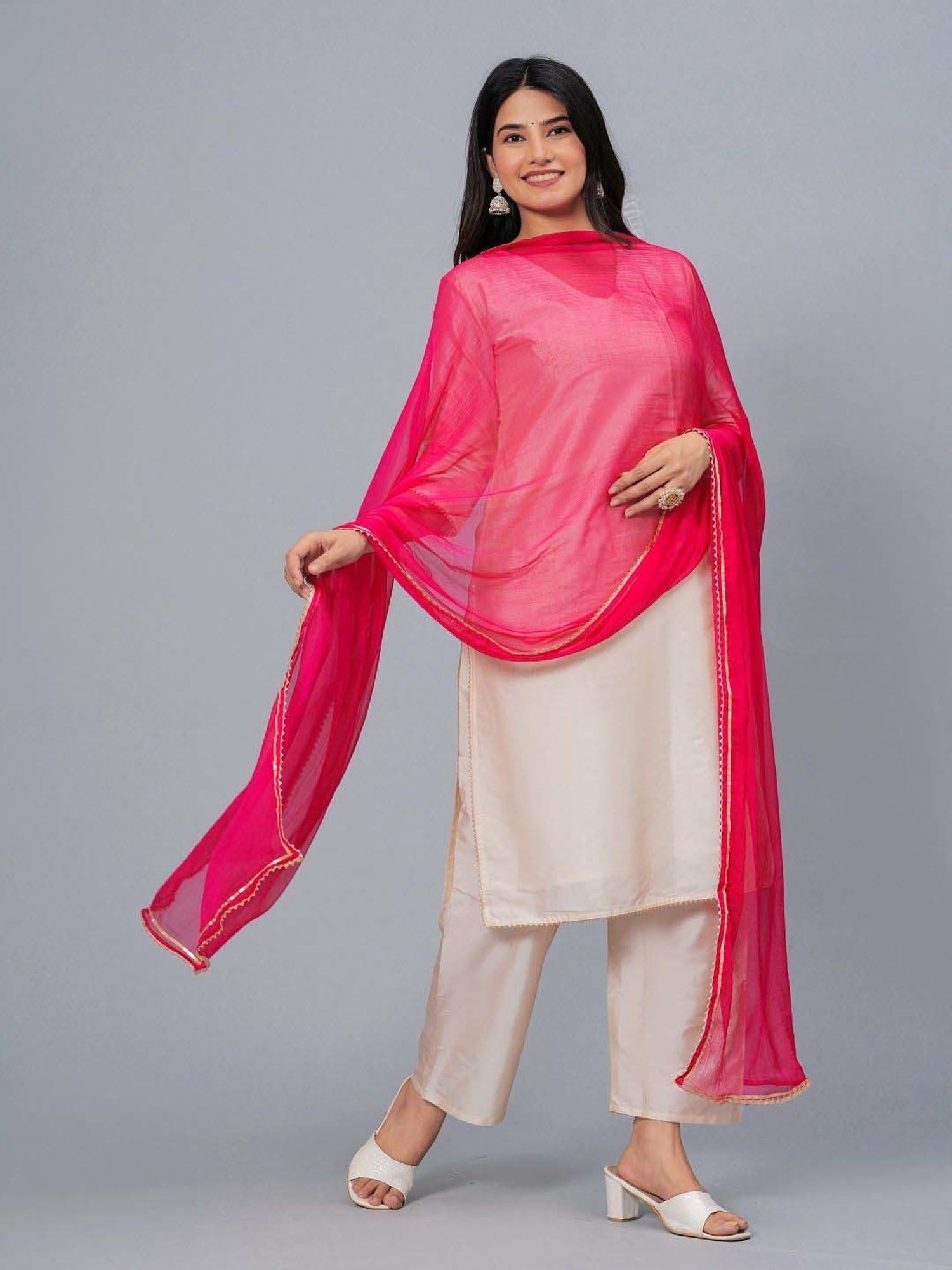Stylum Pink Plain Dupatta