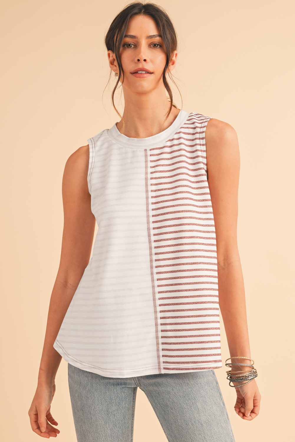 Black Floral Jacquard Square Neck Tank Top