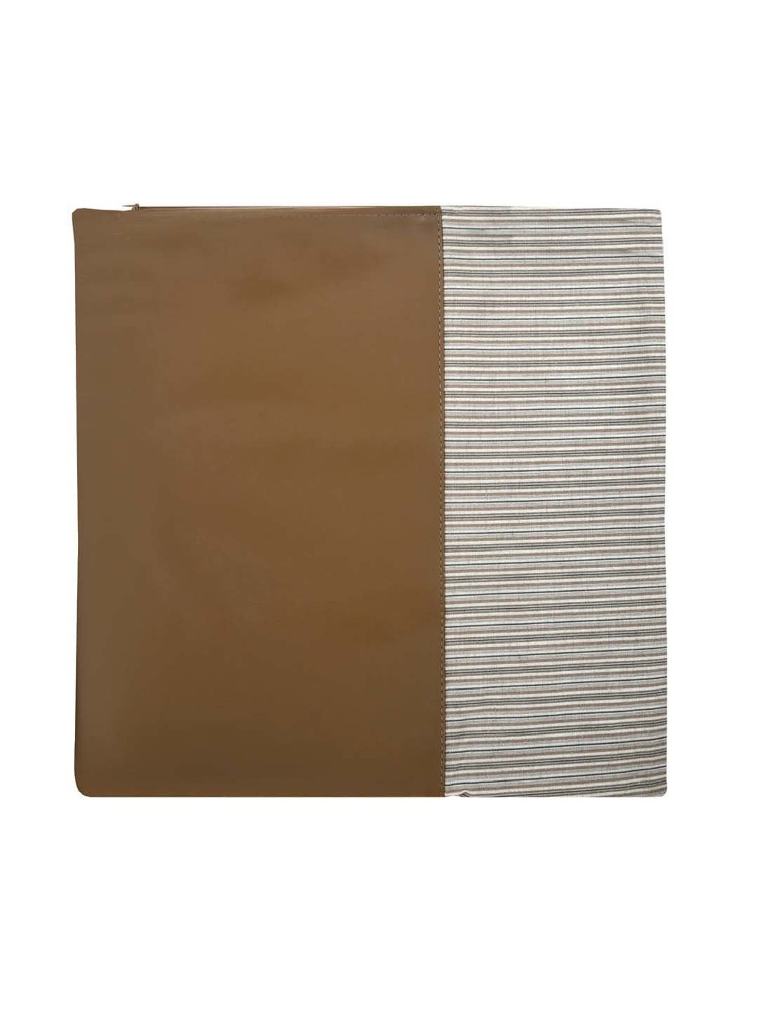 @home Beige Leather Cushion Cover With Zipper