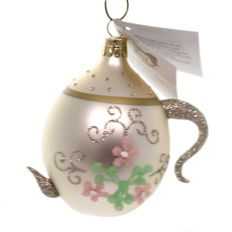 Golden Bell Collection 3.0" Teacup With Flowers Czech Republic  -  Tree Ornaments