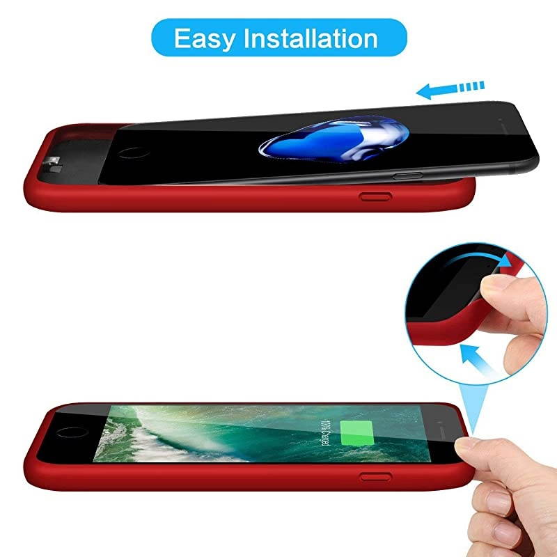 Case for iPhone 8plus/7plus/6 Plus/6s Plus, Upgraded [8500mAh] Protective Portable Charging Case Rechargeable Extended Pack for Apple iPhone 8plus/7plus/6 Plus/6s Plus(5.5') - Red