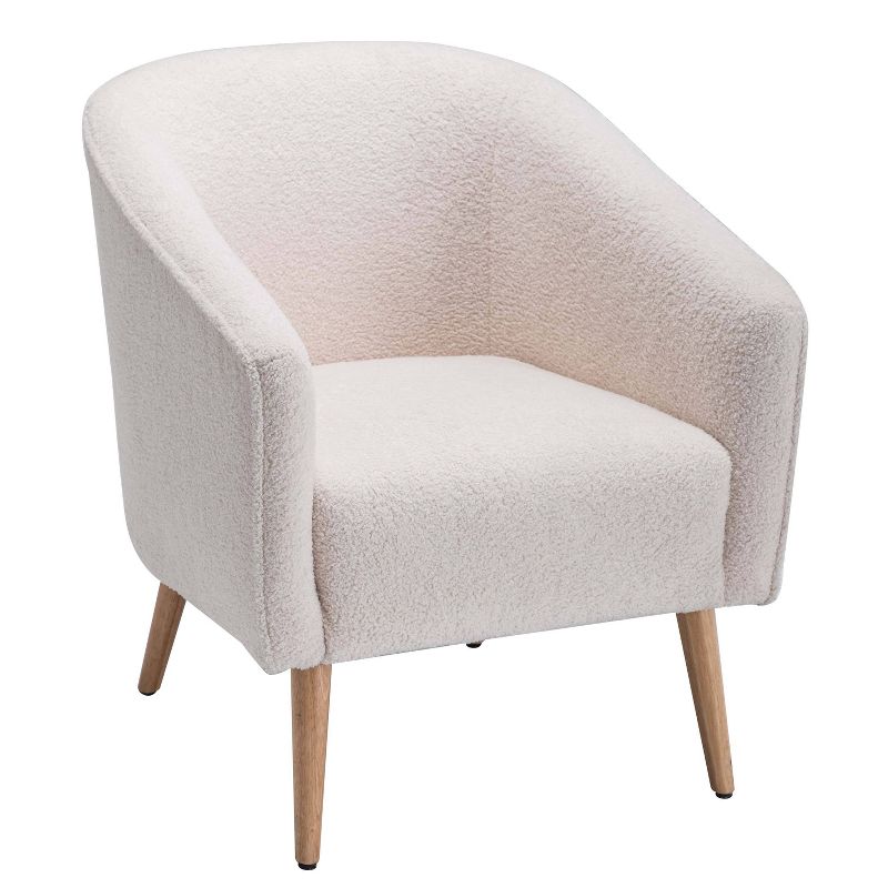 Faux Shearling Barrel Accent Chair Cream Faux Shearling - WOVENBYRD