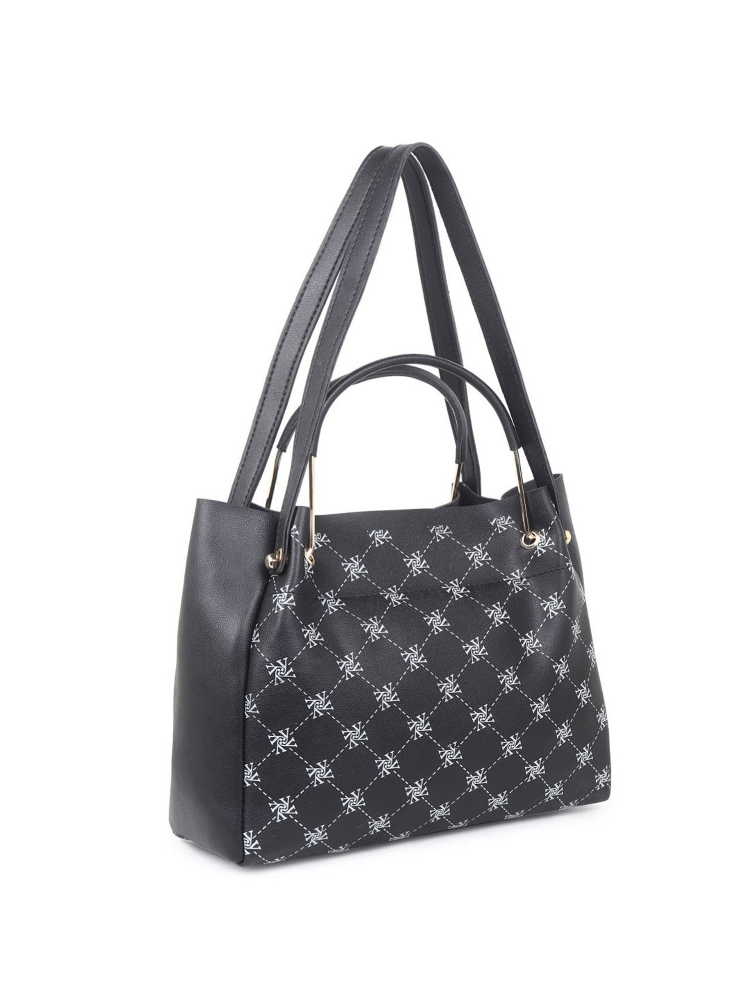 Yelloe Black Synthetic Printed Shoulder Handbag with Sling Handbag