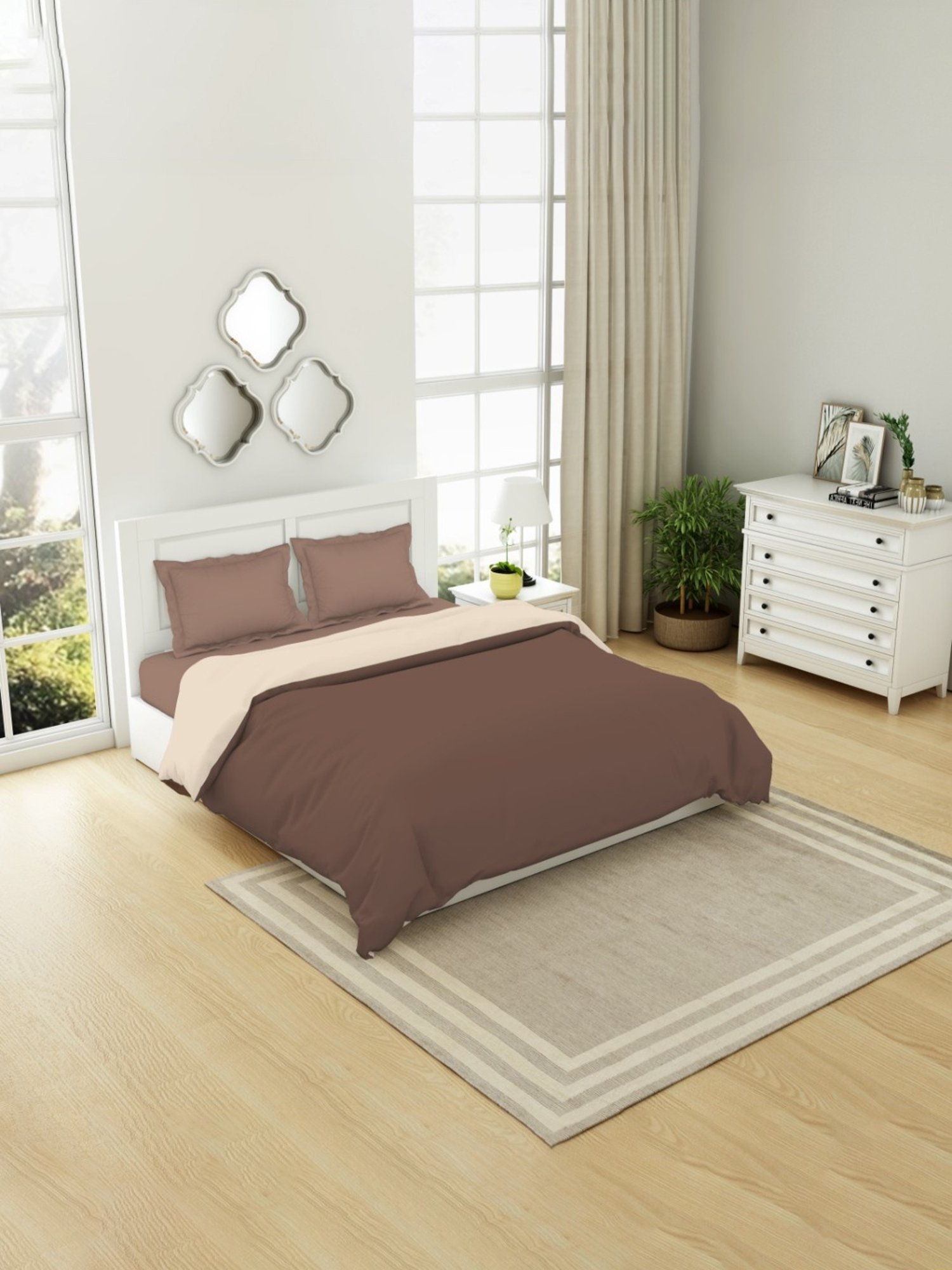 Spaces Everyday Solid Brown 144 TC Cotton Double Bed Quilt