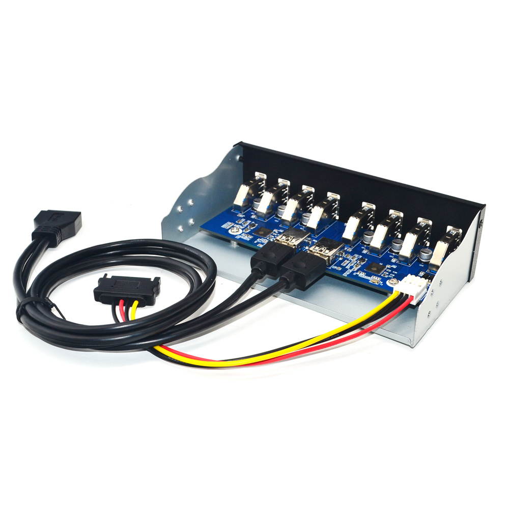 Plugadget 8 Port USB Hub USB3 5.25 USB 3.0 Front Panel Splitters USB 3.0 Hub for PC USB-HUB Multiple USB3.0 HUB Splitter Hubs for Computer