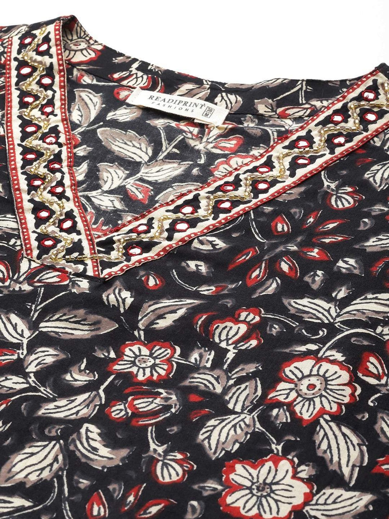 READIPRINT FASHIONS Black Cotton Printed Kurta Salwar Set With Dupatta