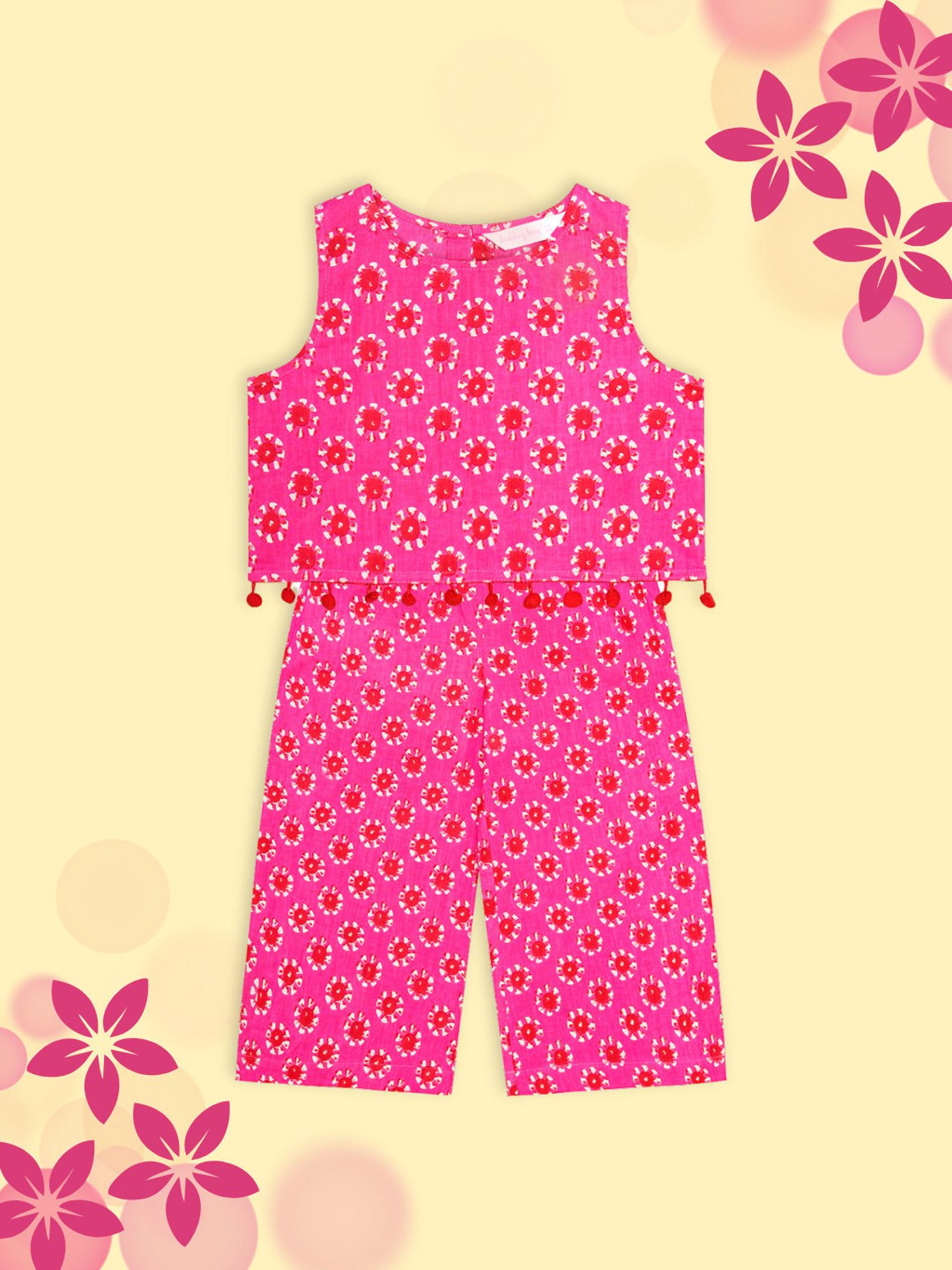 Budding Bees Kids Pink Printed Top with Pyjamas