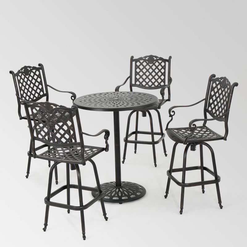 Ariesa 3pc Outdoor Bar Set - White & Gray - CosmoLiving