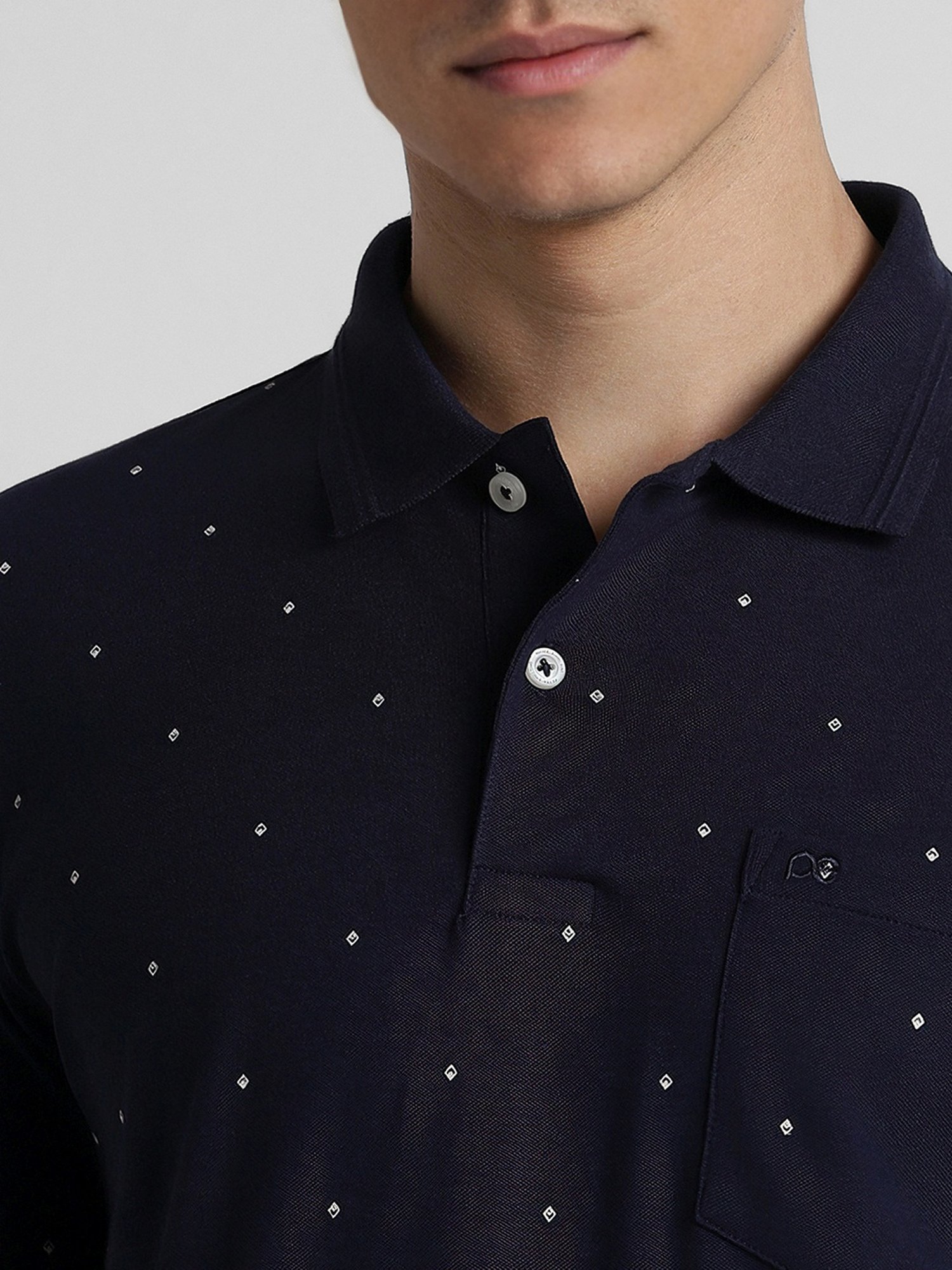 Peter England Navy Regular Fit Printed Polo T-Shirt