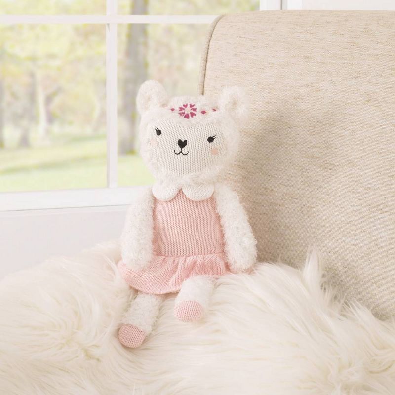 Cuddle Me Lolly The Llama Knit Plush Stuffed Animal - White and Pink