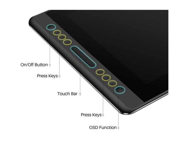 Huion Pro 16 Drawing Tablets with Screen 15.6 Inch Pen Display Graphic Monitor, Battery-Free Pen with 8192 Levels Pressure, 1 Touch Bar and 6 Express Keys(No Stand)