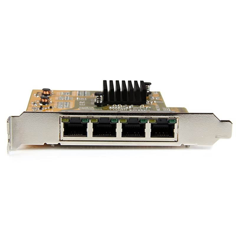 com 4 Port PCIe Network Card Low Profile RJ45 Port Realtek RTL8111G Chipset Ethernet Network Card NIC Server Adapter Network Card ST1000SPEX43Yellow