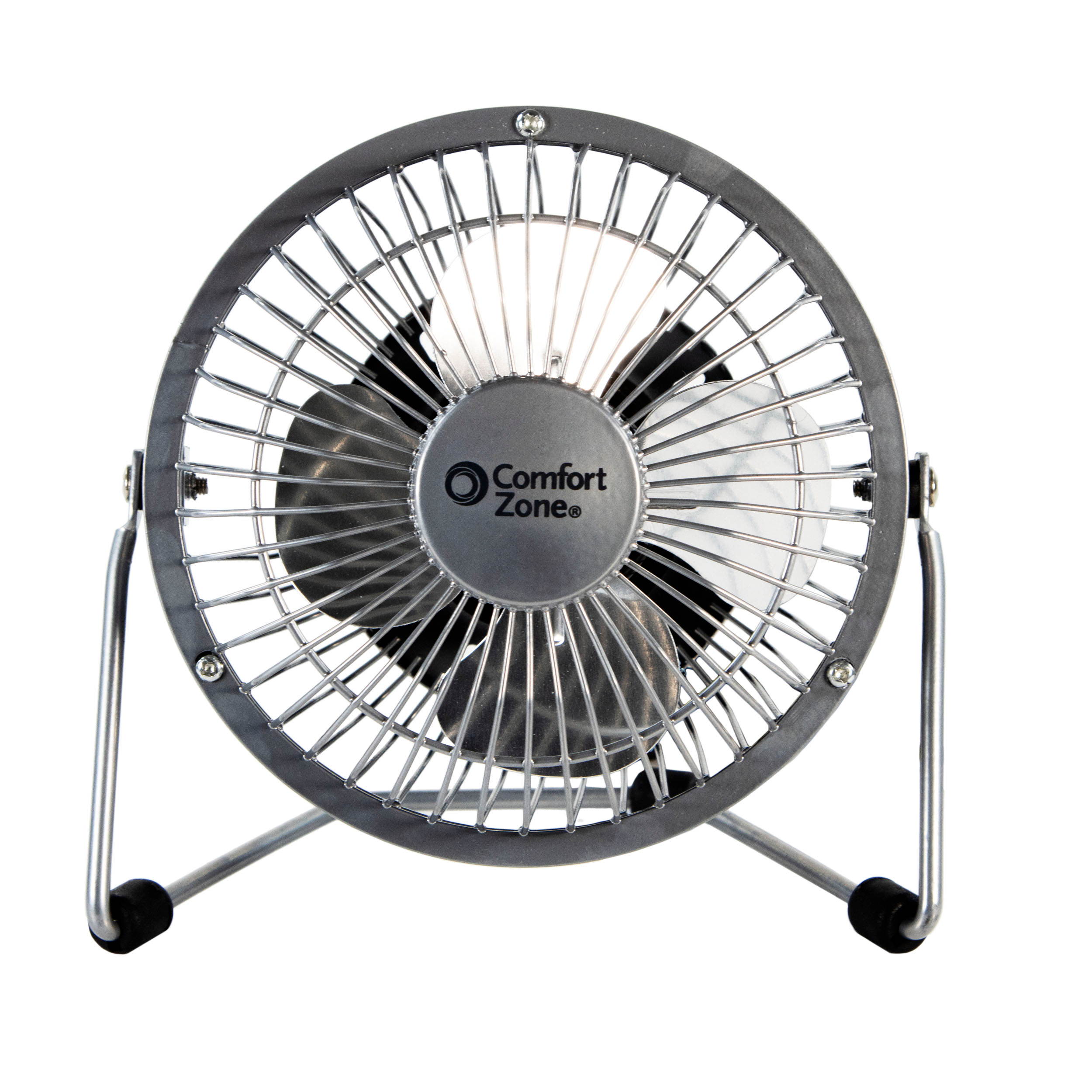 Comfort Zone CZHV4S Quiet Dual-Powered 4-inch High-Velocity Portable Fan with Adjustable Tilt, Silver