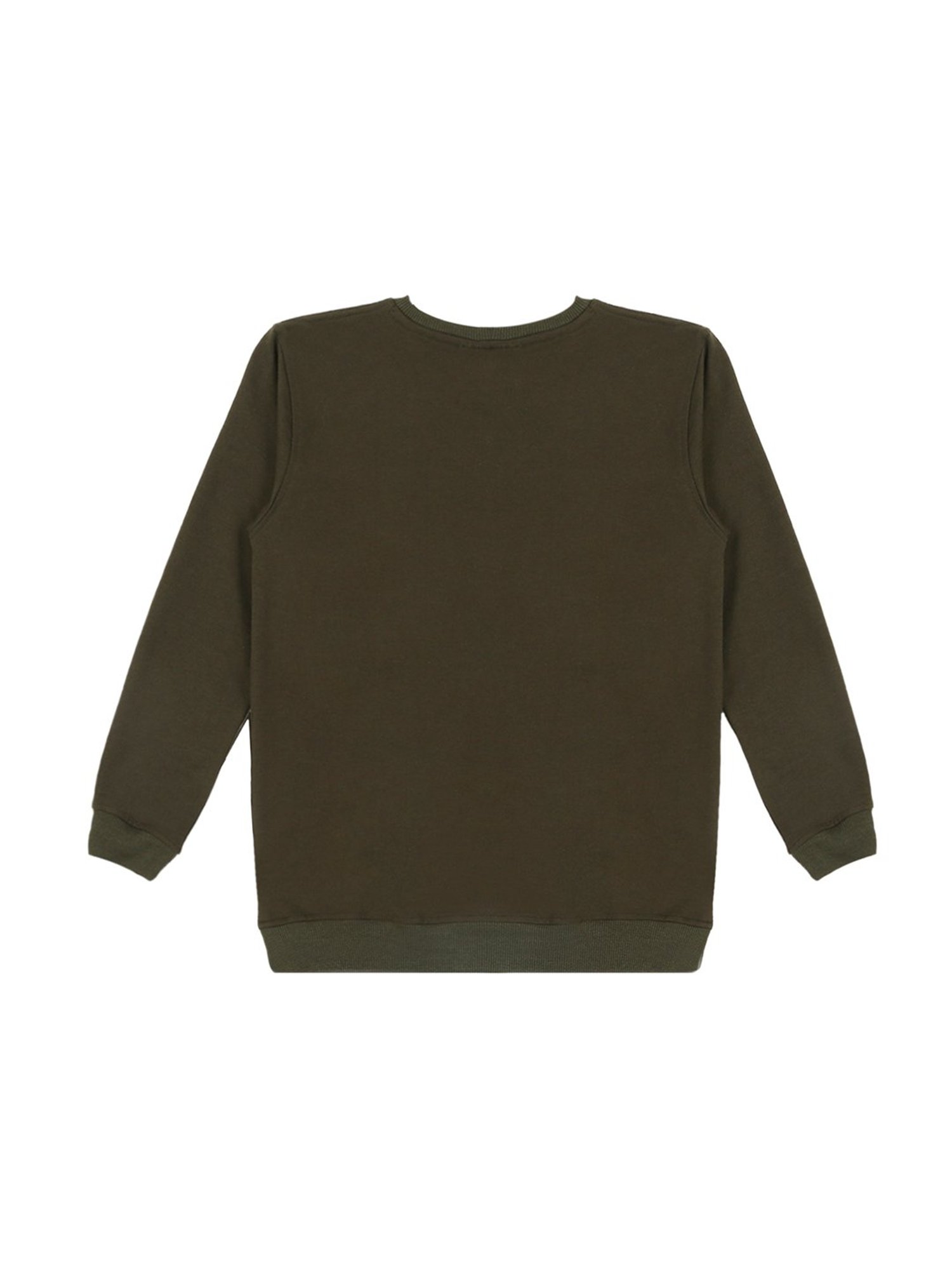 Cavio Kids Olive Printed Full Sleeves T-Shirt