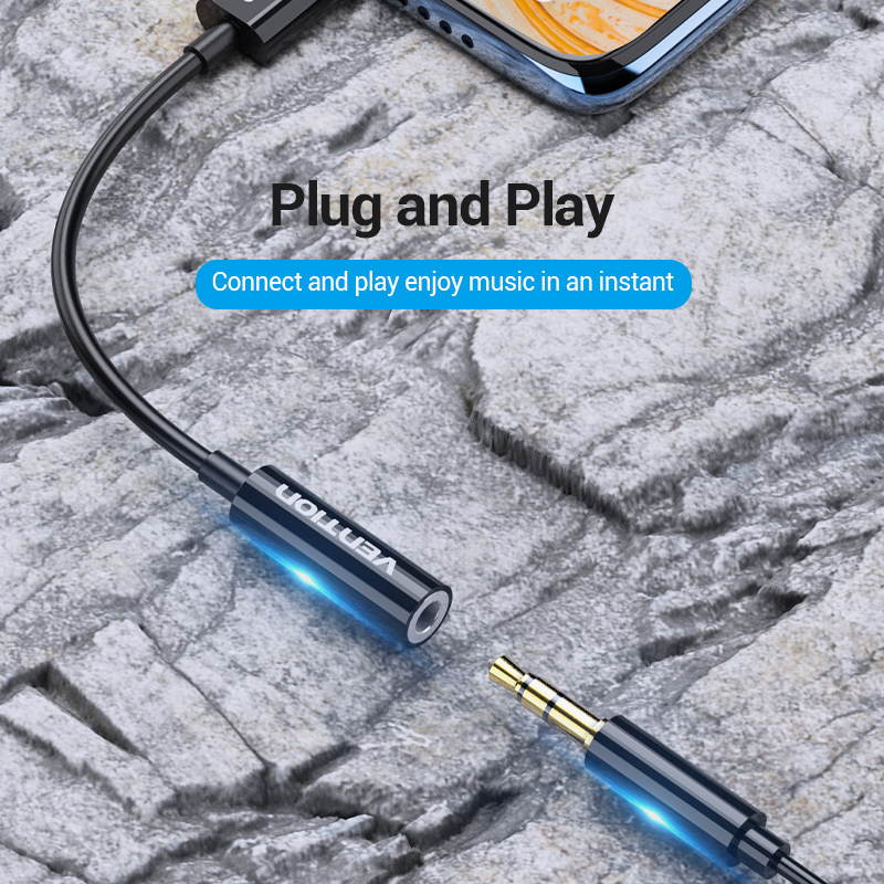 Vention Type C to 3.5mm Audio Cable HIFI Earphone Jack Adapter,black,0.1m(0.32ft)