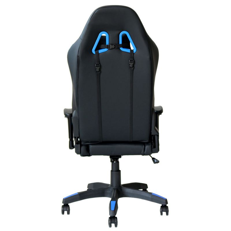 E-Win Calling Series Ergonomic Computer PC Gaming Home Office Desk PU Leather Tall Back Chair with Pillows, Black and Blue