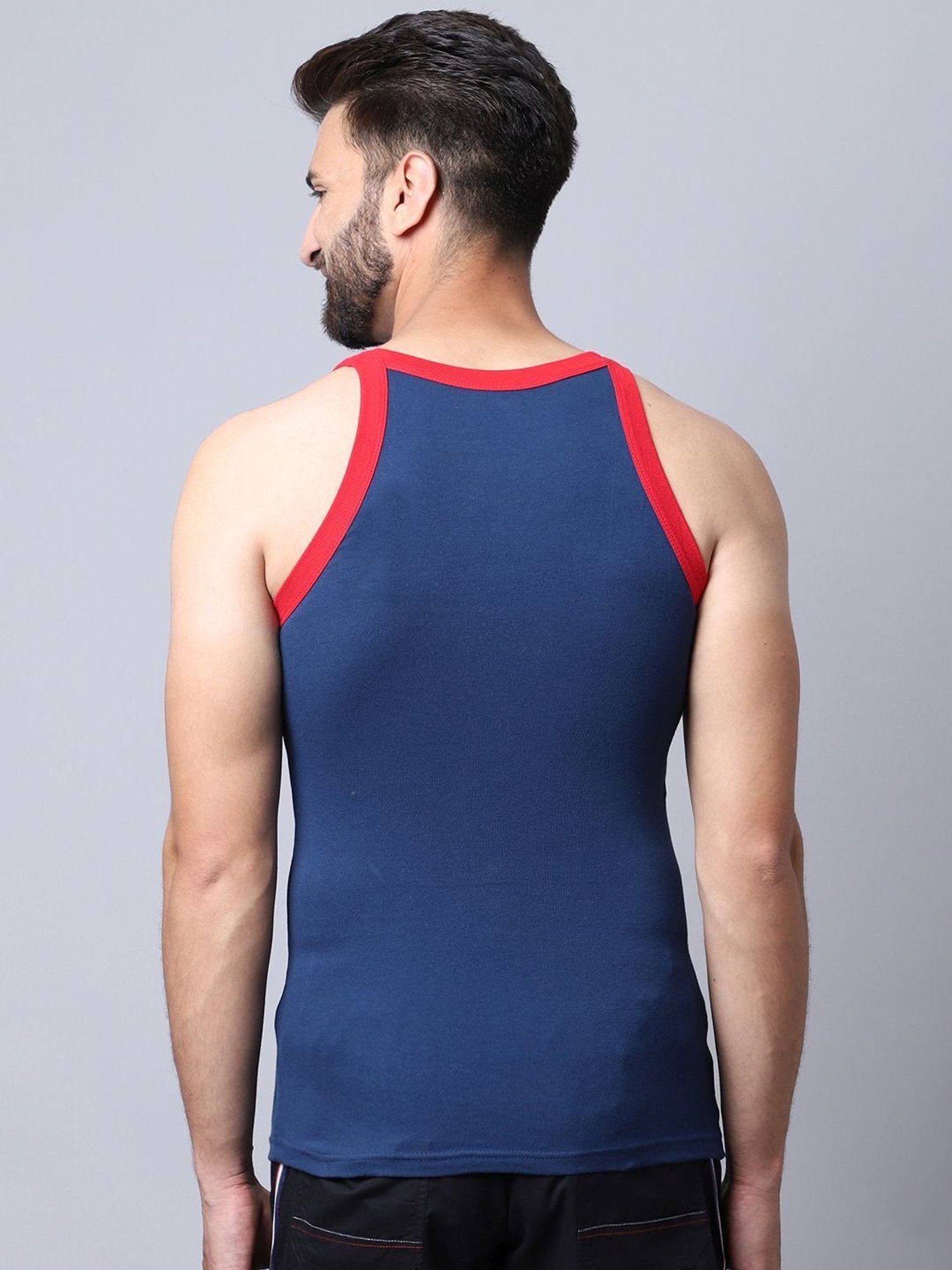 Cantabil Navy Blue Cotton Regular Fit Vest