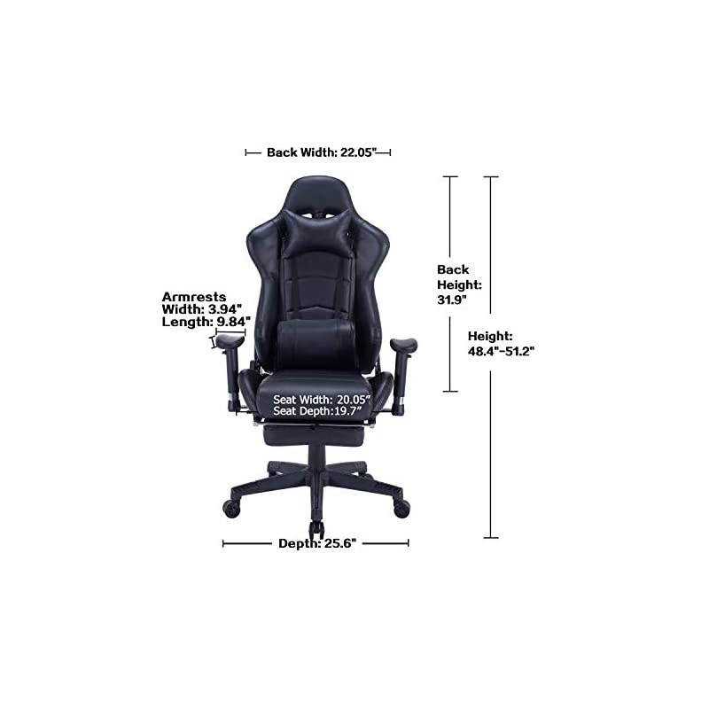 Gaming Chair Racing Style Gamer Chair Ergonomic Leather Video Game Chair High Back and Seat Height Adjustable Swivel Computer Gaming Chair with Footrest Lumbar Pillow and Headrest