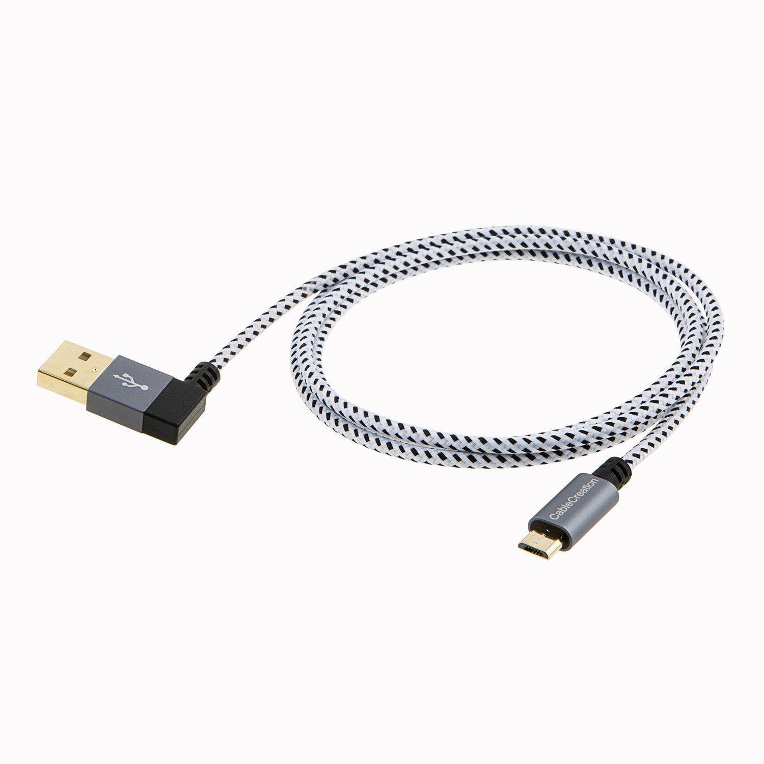 CableCreation [2-Pack] 10 Feet L Shape USB 2.0 Charging Data Cable, Right Angle USB A to Micro USB Cable, Compatible Android Smart Phones, Galaxy S7 Edge, Moto G5, PS4, 2M, Space Gray